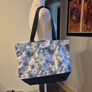 Pink Gray & White Canvas Tie Dye Travel Bag Large